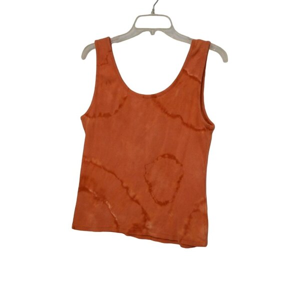 Women's Ambiance Orange Ribbed Super Soft Custom Bleach Dye Crop Tank Top Size 3 - Picture 2 of 5